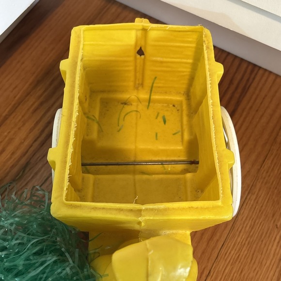 Rare Vintage Blow Mold Easter Bunny Cart With Vintage Easter Decor - Picture 7 of 7